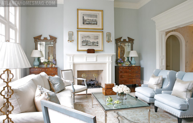 The formal living room of designer Beth Elsey’s Duluth home is a polished showcase of splendor. Its furnishings including the Dessin Fournir sofa, John Boone cocktail table and Holland & Company chests were purchased by Elsey over the years. I think things should be collected over time, she shares. It’s better to wait and buy something of good quality with the intention of keeping it than to think everything is disposable.