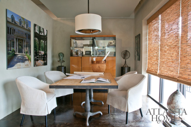 Photography by Christina Wedge. The conference room chairs were brought from the old office and given new slipcovers.