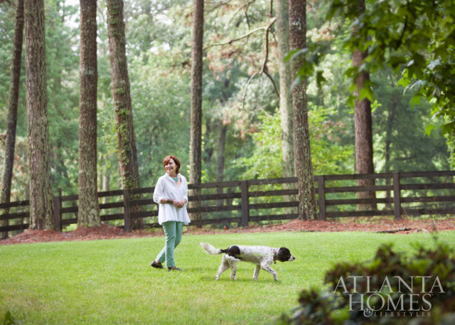 Strolling the property with rescue Louie.