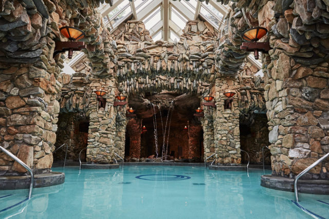 The 43,000-square-foot subterranean spa was purposely designed as to not obstruct mountain views for guests.