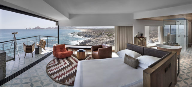 Airy, spacious suites at The Cape are angled to the rugged coast and Land’s End.