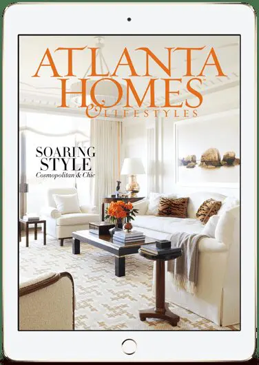 Atlanta Homes & Lifestyles magazine cover featuring a living room.