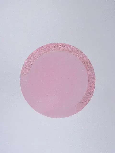 A pink circle with a textured border on a white background. The circle has a soft gradient effect.