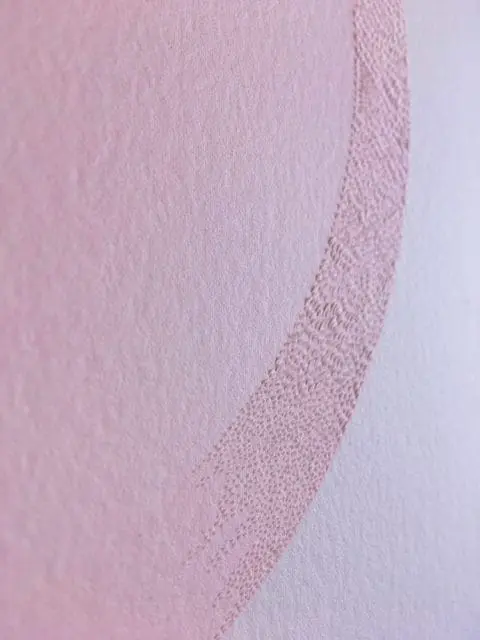 Close-up of a pink textured surface with a raised, patterned band along the right edge.