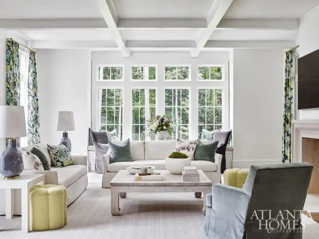 bright family room with white couch