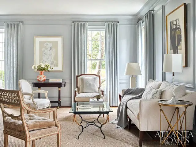light neutral living room with art