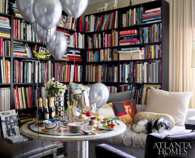 bookshelf den breakfast area