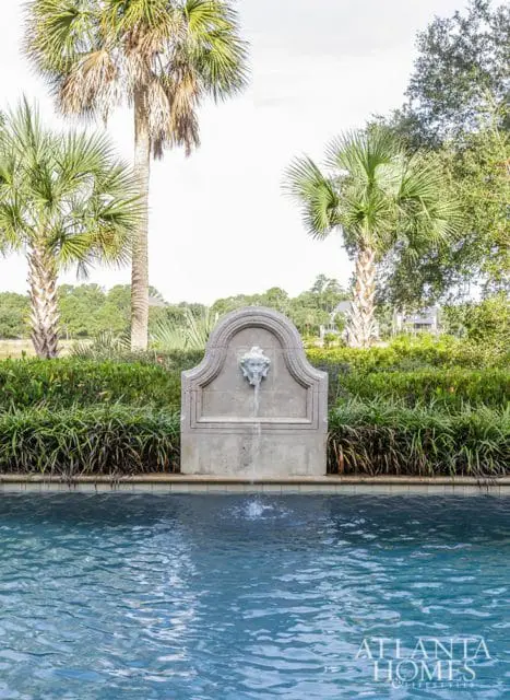 antique poolside fountain