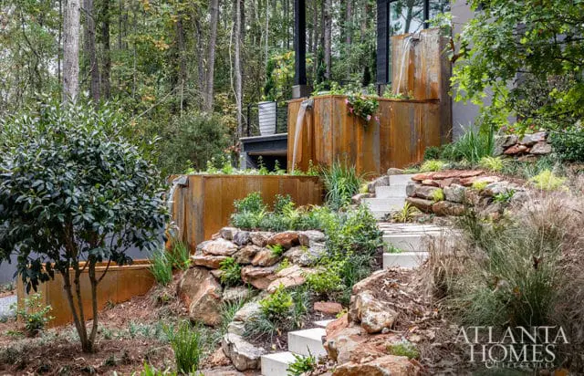 tiered modern water fountain