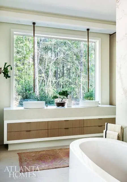 modern vanity with large window
