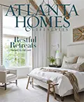 Atlanta Homes & Lifestyles magazine cover with headline 'Restful Retreats'