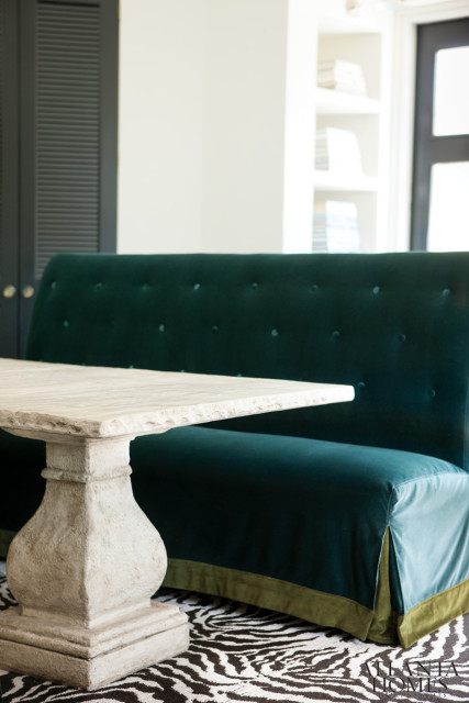 “The velvet banquettes make a cozy presentation area,” Morris notes.