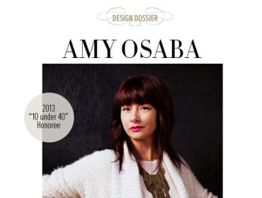 Amy Osaba, "10 under 40" Honoree 2013, wearing a cream-colored sweater and a geometric necklace.