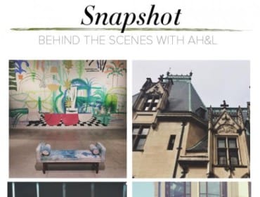 Collage of four images: a bench in front of a colorful mural, the facade of a historic building, a camera on a desk, and a storefront with a "Buckhead Atlanta" sign.