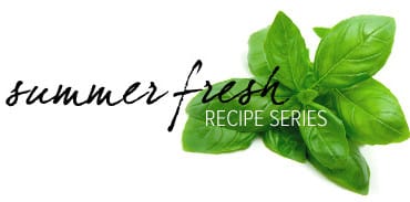 'summer fresh' in script font next to a sprig of fresh basil with 'RECIPE SERIES' text below it.