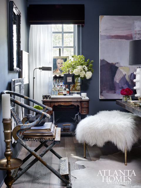 Brimming with visual panache, this office by Jason Mitchell captures the dynamic character of the designer’s late grandmother through details that offer a snapshot into her life.