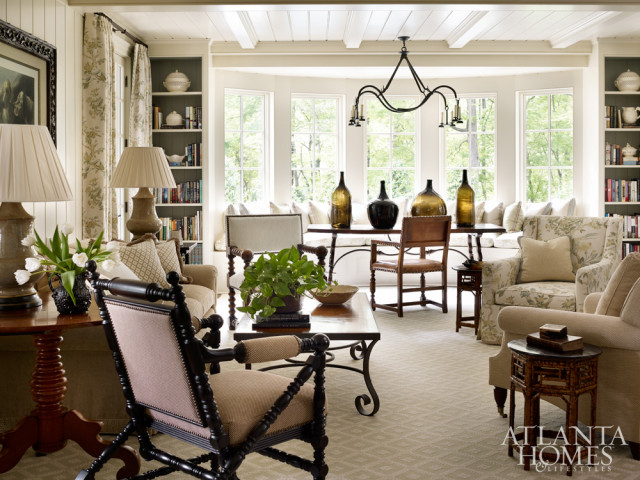 Equal parts inviting and luxurious, the living room by Jackye Lanham conveys livable luxury.
