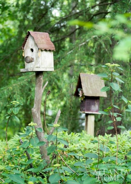 A pair of bird houses in the McWilliamses’ collection.