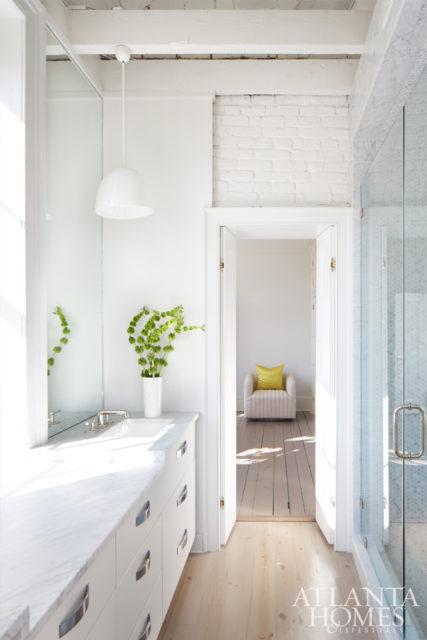 The master bath was built upon a space Kay believes was once a sleeping porch.