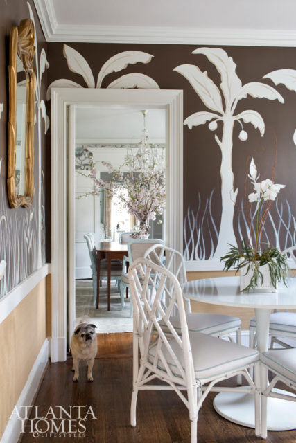 The dining nook, far more susceptible to the wear and tear of children, maintains its own color story.