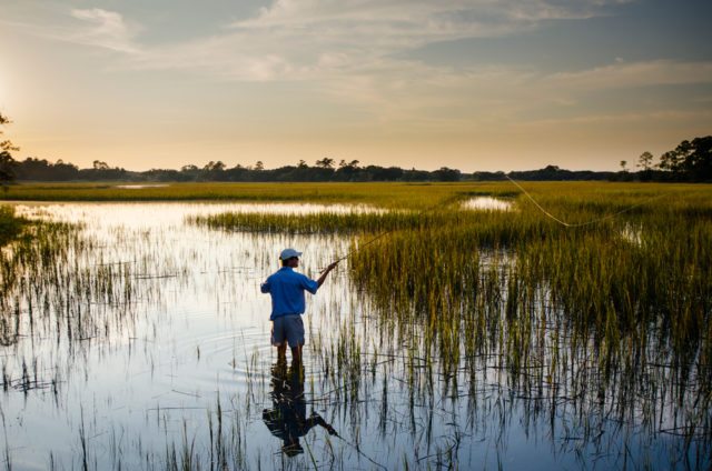 Kiawah Island’s Lowcountry landscape is conducive to outdoor recreation, including fishing along its creeks and marshes.