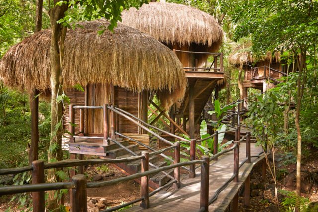 The Rainforest Spa is reminiscent of a Carib village.