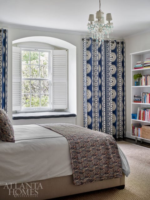 Lilly’s bedroom includes draperies made from a Schumacher fabric and a batik duvet from one of Vivian’s favorite places to stay, the Hotel San Jose in Austin.