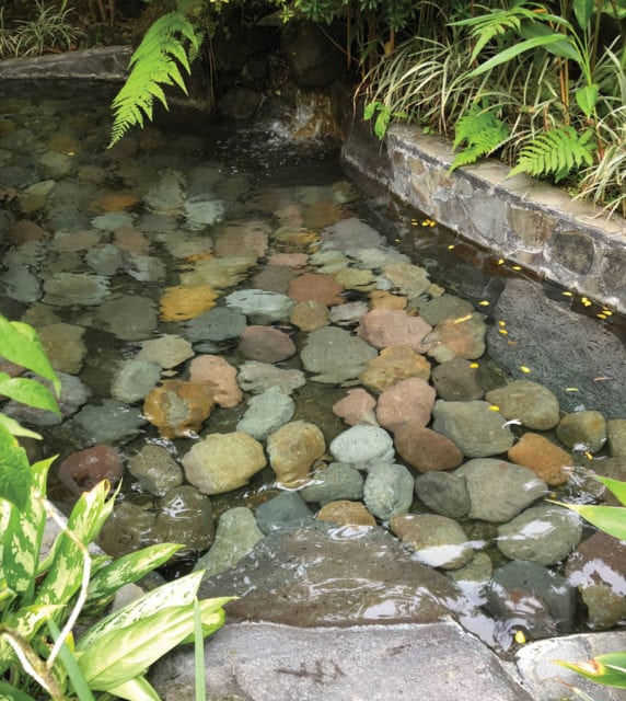 Thermal springs are naturally heated from the depths of the volcano.