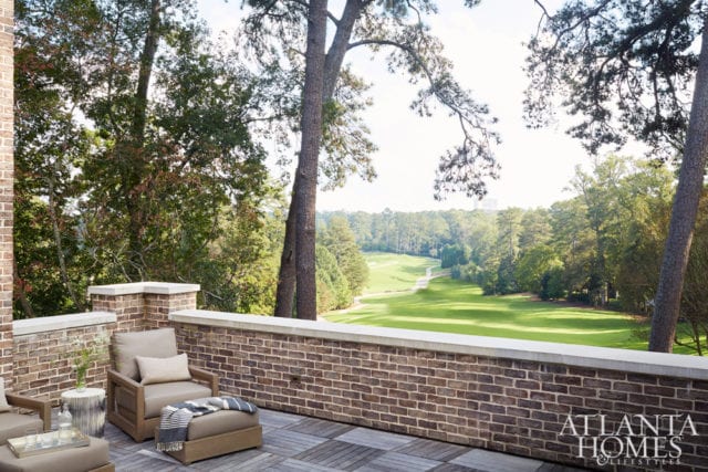 The third-floor balcony overlooking the golf course has Bison Ipe wood decking and is outfitted with a handsome fireplace.