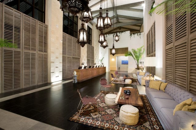 The hotel’s spacious and bright lobby is a study in laid-back luxury.