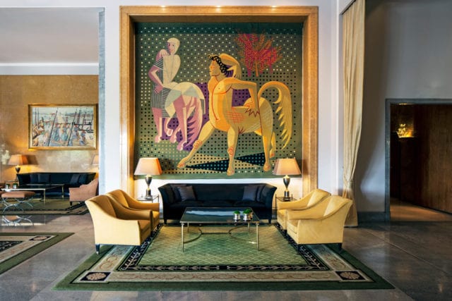 The Four Seasons Hotel Ritz’s collection of Portuguese art includes José de Almada Negreiros’ Centaur trilogy of Portalegre tapestries.