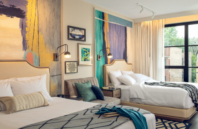 A guest room in Chicago’s Sophy Hyde Park hotel.