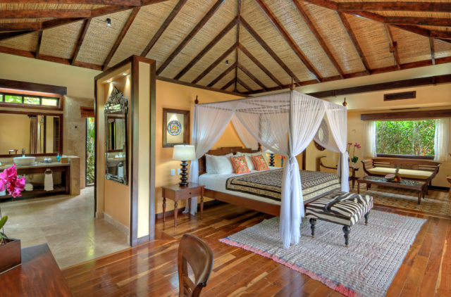 Private villas offer the ultimate luxury with four-poster beds, indoor and outdoor sitting areas, a private garden with dual rain showers and views of the Arenal volcano.