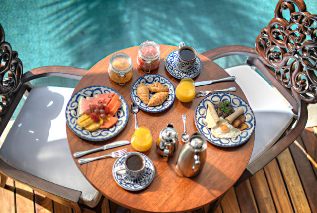Enjoy breakfast next to your private, mineral hot springs-fed plunge pool.