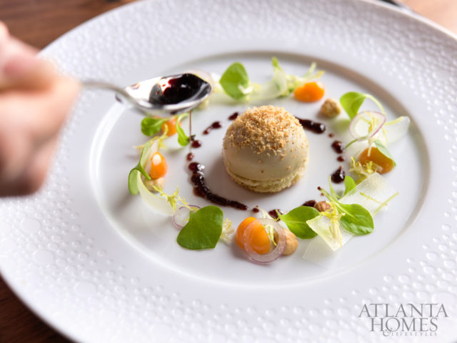Foie gras with gooseberry compote.