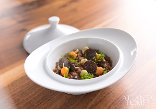 “Truffle hunt” includes potatoes, truffles, baby mushrooms and carrots.