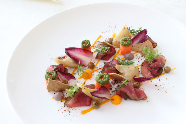 Veal carpaccio at Le Hatley.