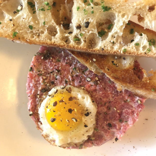 From the menu, Steak Tartare (the best version of this dish on the planet).