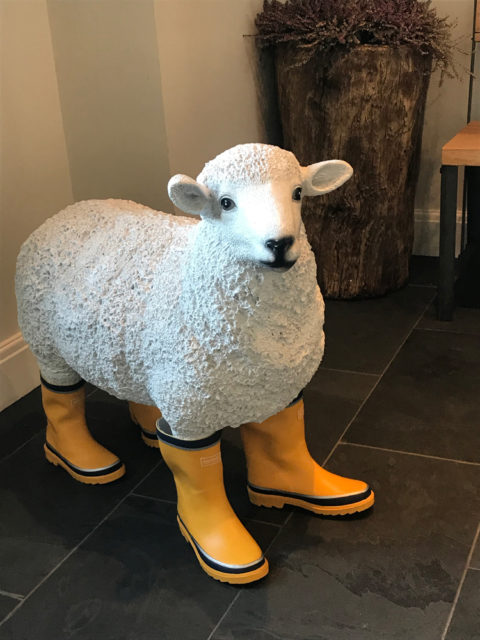 Sheep as art in the lobby.