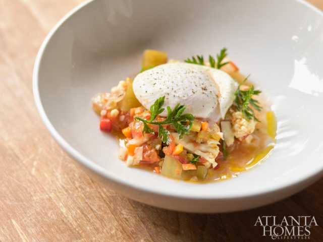 Giardiniera, made with broccoli and a slow-cooked egg.