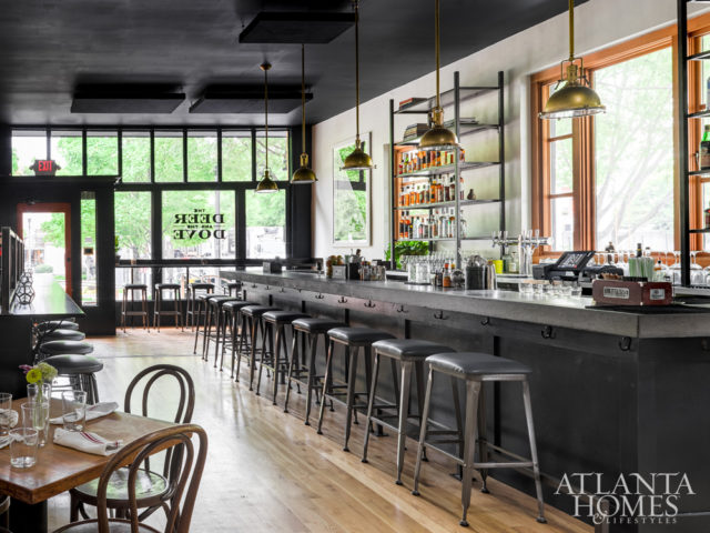 The Deer and The Dove’s interior is modern and minimal.
