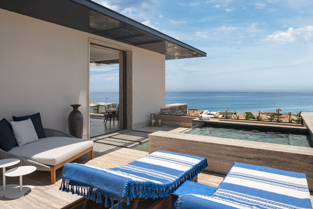 Suites have plush lounges and private plunge pools.