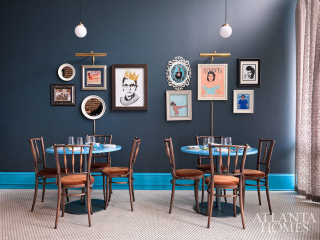 The interiors, designed by Square Feet Studio, take an eclectic approach.