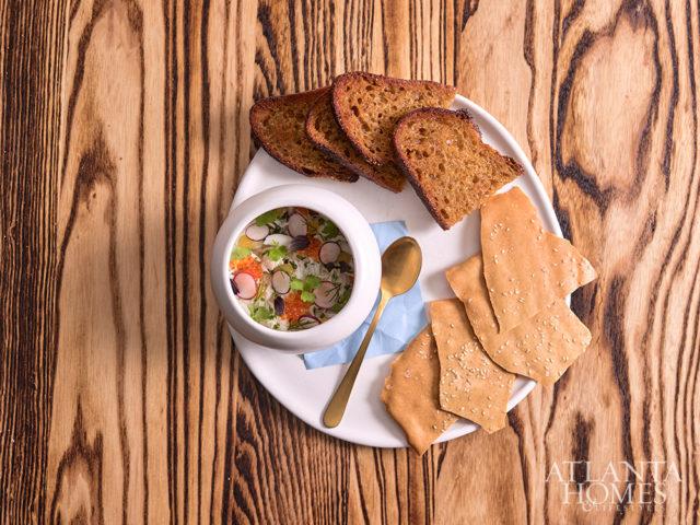 Blue crab beau monde with grit bread.