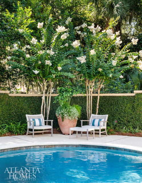 Whether it’s breakfast in the courtyard or an afternoon swim, there’s plenty of room for privacy or for entertaining. The pool is original to the property, but an outdoor shower was added to rinse off sandy feet after a beach walk.