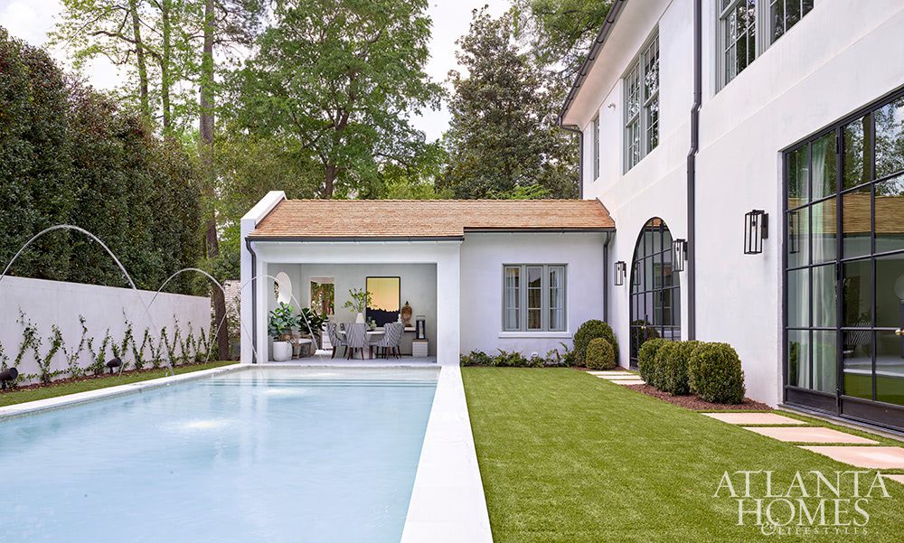 courtyard with pool and cabana