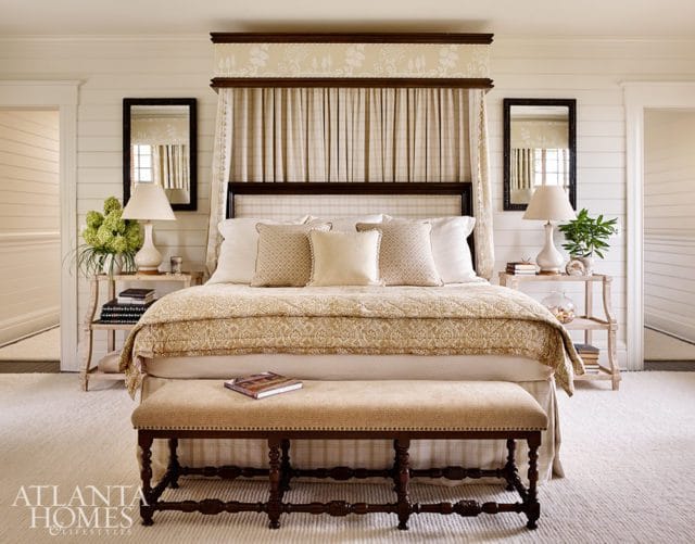 custom bed with antiques