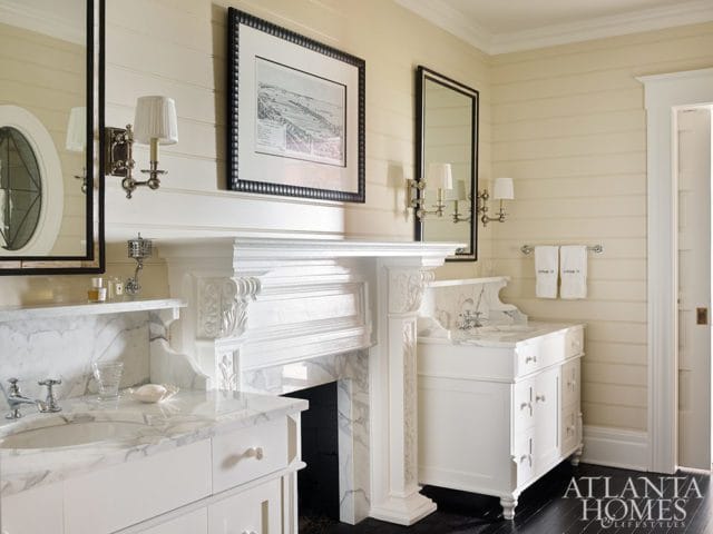 bathroom with fireplace
