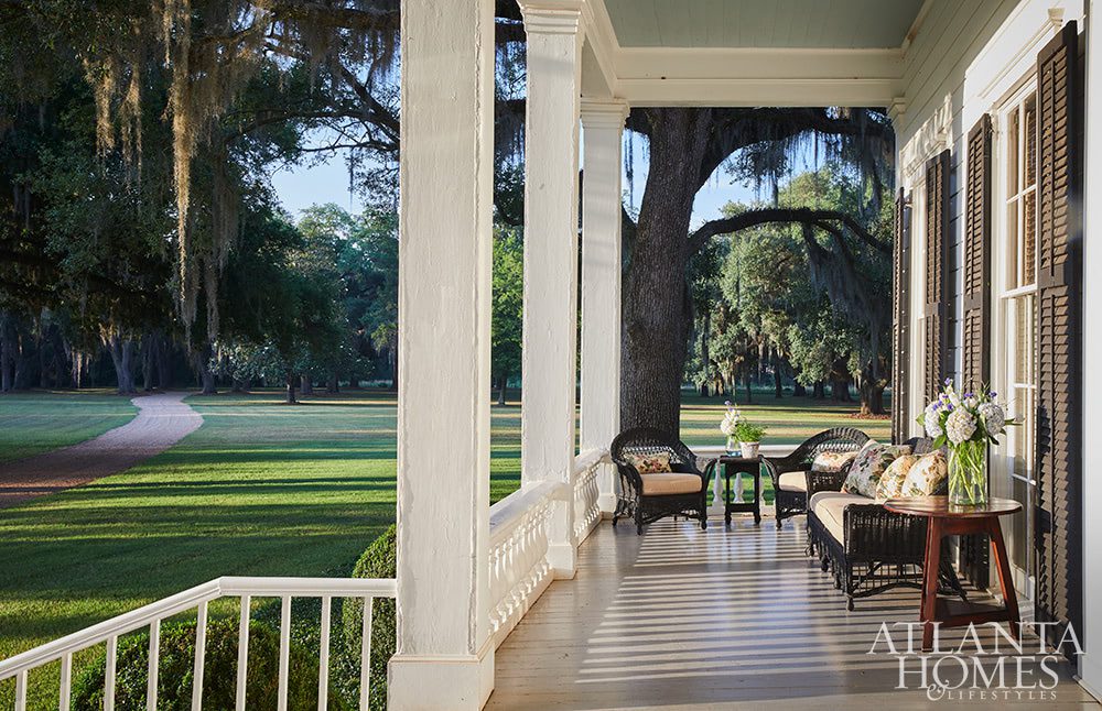 wicker furniture on a southern porch