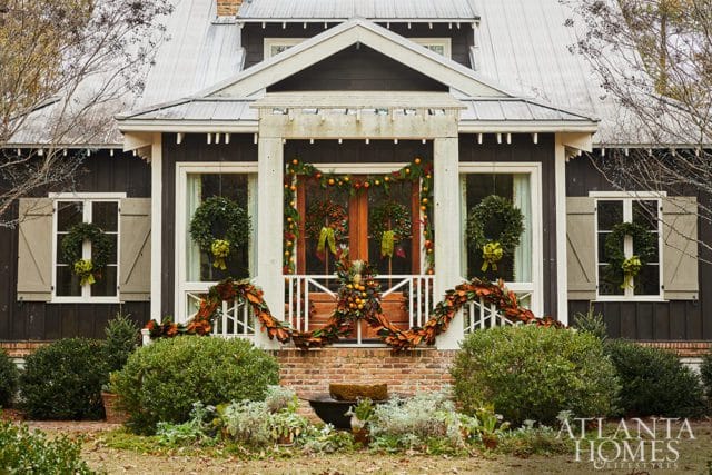 outdoor garland and wreaths
